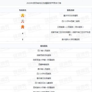 2022年西南區(qū)試管嬰兒醫(yī)院生殖科排行榜（復旦版）