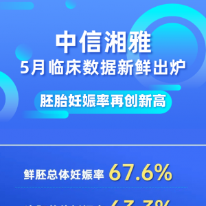 “好孕”5月！中信湘雅的鮮胚、凍胚總體妊娠率再創(chuàng)新高！